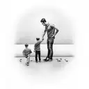 A dad with his son representing wealth and family love tattoo design idea