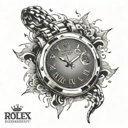 broke rolex clock tattoo design idea