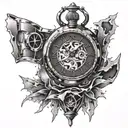 shattered rolex clock tattoo design idea