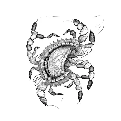 Scorpion avec une fleur de cerisier et une étoile  tattoo design idea