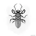 Scorpion avec une fleur de cerisier et une étoile  tattoo design idea