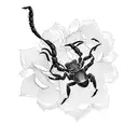 Scorpion avec une fleur de cerisier et une étoile  tattoo design idea