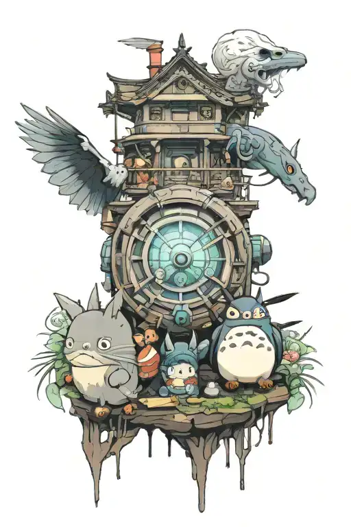 studio ghibli characters tattoo design idea
