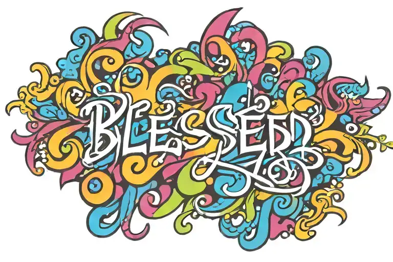 word blessed tattoo design idea