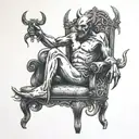 devil sit on a chair tattoo design idea