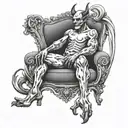 devil sit on a chair tattoo design idea