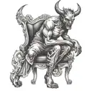 devil sit on a chair tattoo design idea