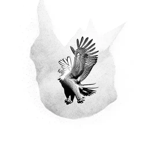 A silhouette of a birdman gracefully leaping off a cliff turning into an eagle tattoo design idea