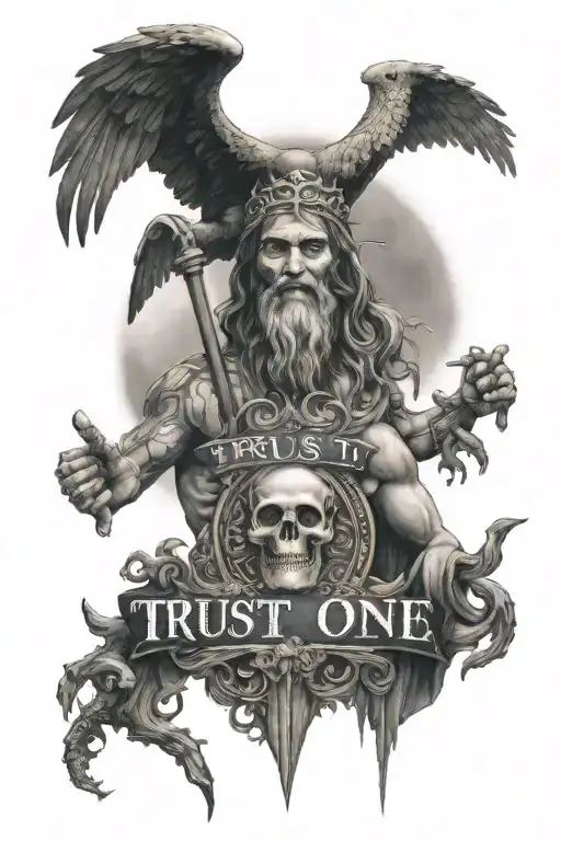 trust no one , only god and yourself tattoo design idea