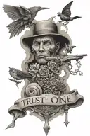 trust no one , only god and yourself tattoo design idea