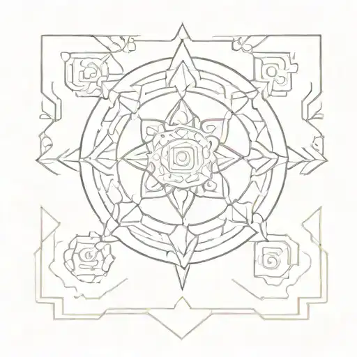 A minimalist geometric design incorporating elements of Buddhism and mandalas tattoo design idea
