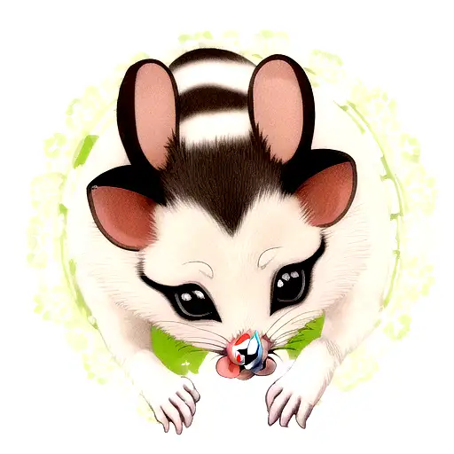 detailed opossum tattoo design idea