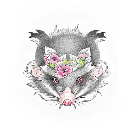 Yeehaw Opossum Tattoo
