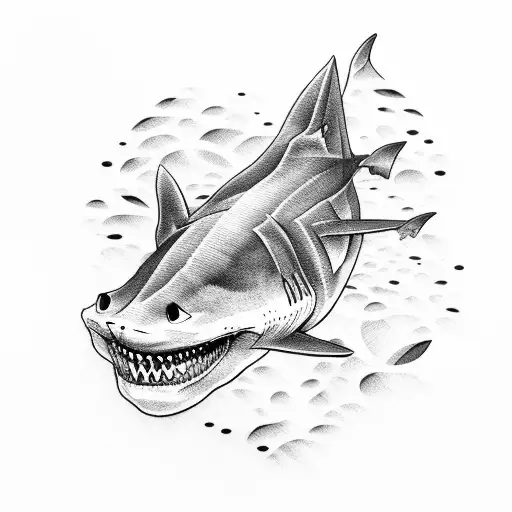 half skeleton shark tattoo design idea