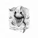 half skeleton shark tattoo design idea