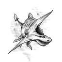 half skeleton shark tattoo design idea