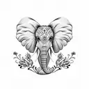Elephant with butterfly  tattoo design idea