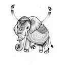 Elephant with butterfly  tattoo design idea