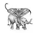 Elephant with butterfly  tattoo design idea