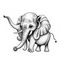 Elephant with butterfly  tattoo design idea