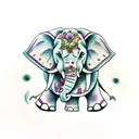 Elephant with butterfly  tattoo design idea