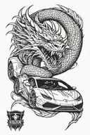 dragon wraped around a lamborghini huracan  tattoo design idea