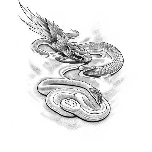 phoenix caught a snake tattoo design idea