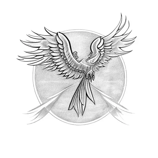 phoenix with wings spreaded around neck tattoo design idea
