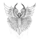 phoenix with wings spreaded around neck tattoo design idea