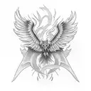 phoenix with wings spreaded around neck tattoo design idea