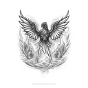 phoenix with wings spreaded around neck tattoo design idea