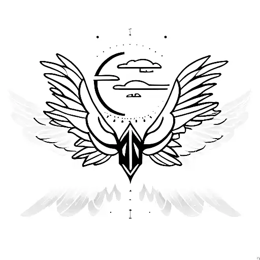 A book with wings flying above the Chicago skyline tattoo design idea