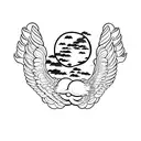 A book with wings flying above the Chicago skyline tattoo design idea