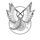 A book with wings flying above the Chicago skyline tattoo design idea