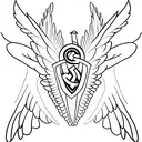 A book with wings flying above the Chicago skyline tattoo design idea