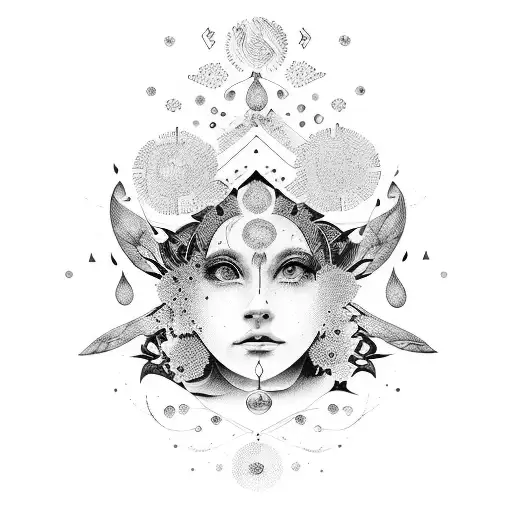persona con reflejos espirituales y musicales tattoo design idea