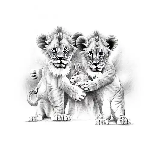 lion and two baby cubs  tattoo design idea