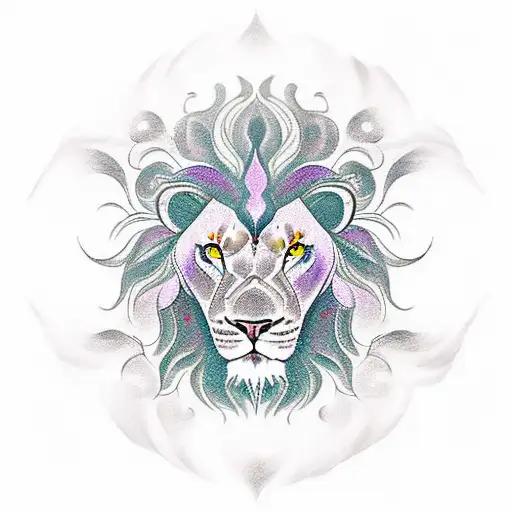 phoenix and lion with mandala tattoo design idea