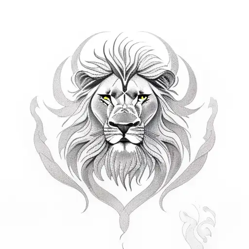 phoenix and lion tattoo design idea