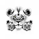mom lion and two baby cubs  tattoo design idea