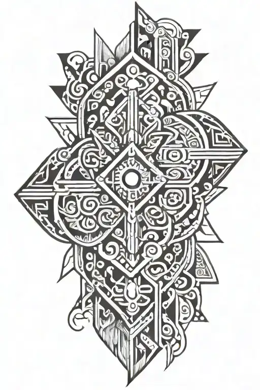 polynesian tribal geometric design tattoo design idea