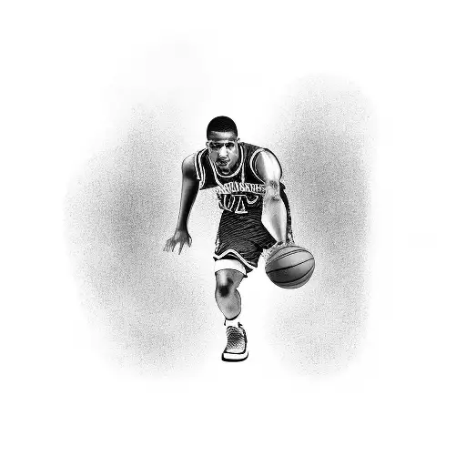 A black and grey tattoo of a basketball player with the name 'Baby Face' on their jersey tattoo design idea