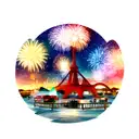 firework island tattoo design idea
