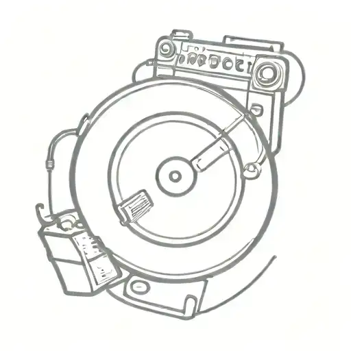 big bottle of whiskey on a record player tattoo design idea