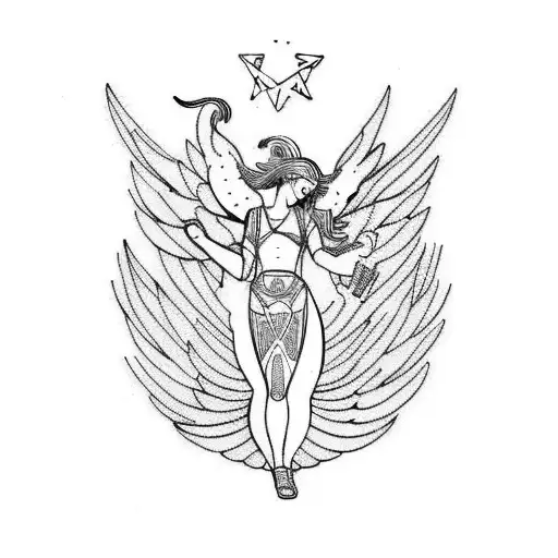 greek falling angel tattoo design idea