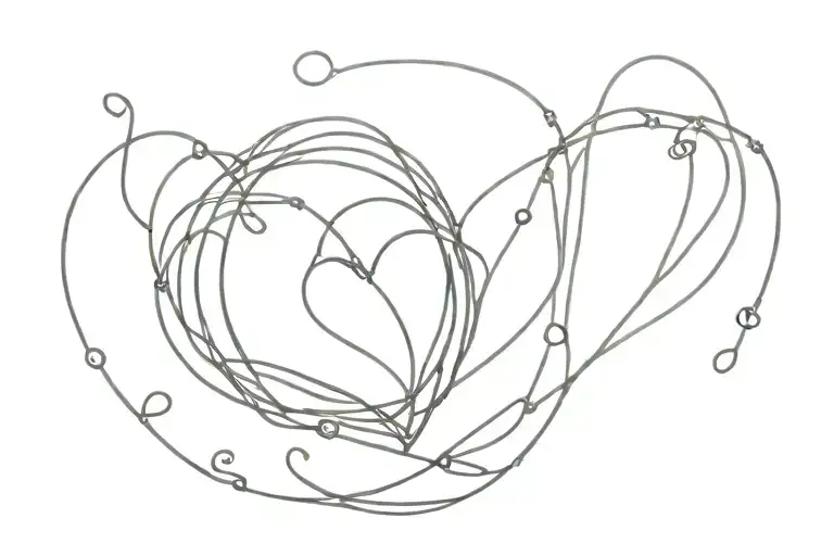 simple spool of thread with needle sewing a heart shape tattoo design idea