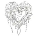 Needle and thread heart intertwined tattoo design idea