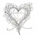 Needle and thread heart intertwined tattoo design idea