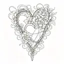 Needle and thread heart intertwined tattoo design idea