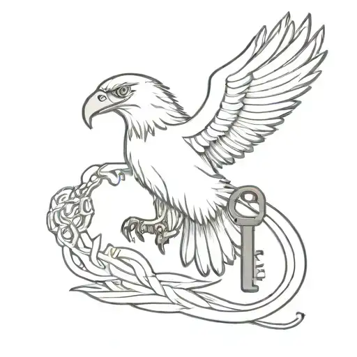 simple outline of eagle holding a key  tattoo design idea